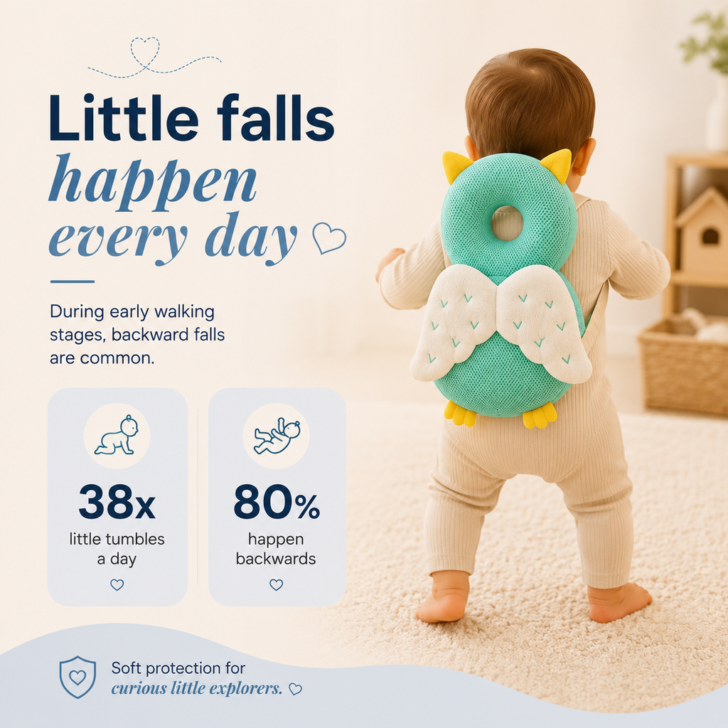 TinyNest™ Baby Safety Backpack – Head & Back Protection ⭐