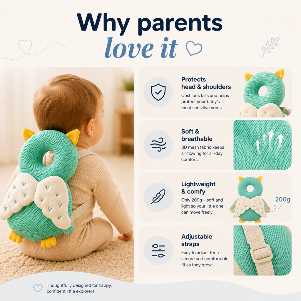 TinyNest™ Baby Safety Backpack – Head & Back Protection ⭐