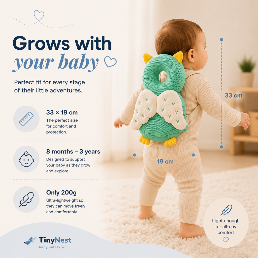 TinyNest™ Baby Safety Backpack – Head & Back Protection ⭐